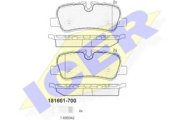 Комплект тормозных колодок, дисковый тормоз ICER 181661-700