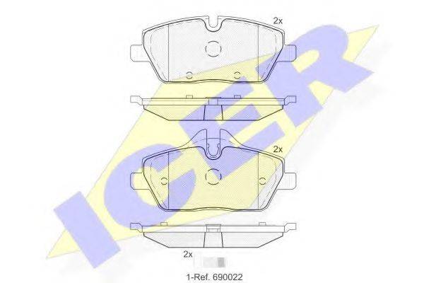 Комплект тормозных колодок, дисковый тормоз ICER 181662-202