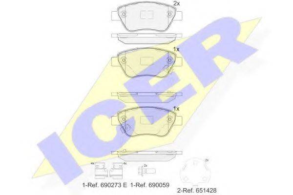 Комплект тормозных колодок, дисковый тормоз ICER 181810-203