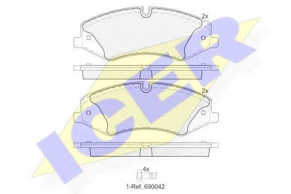 Комплект тормозных колодок, дисковый тормоз ICER 181957