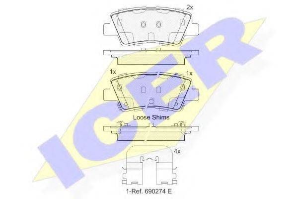 ICER 182036 Комплект тормозных колодок, дисковый тормоз