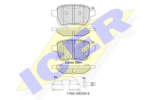 Комплект тормозных колодок, дисковый тормоз ICER 182170-203