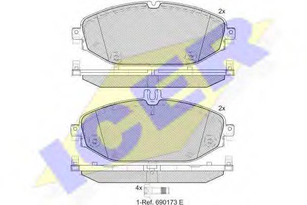 Комплект тормозных колодок, дисковый тормоз ICER 182213