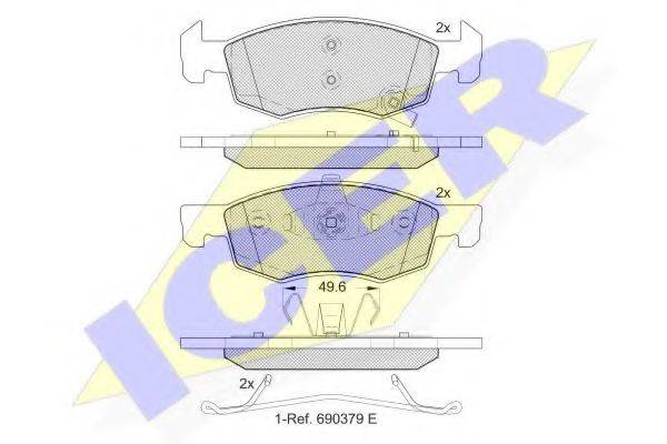 Комплект тормозных колодок, дисковый тормоз ICER 182223