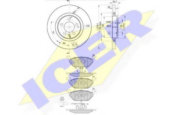 Комплект тормозов, дисковый тормозной механизм ICER 31349-5603