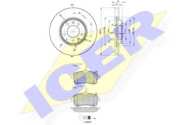 Комплект тормозов, дисковый тормозной механизм ICER 31656-4685