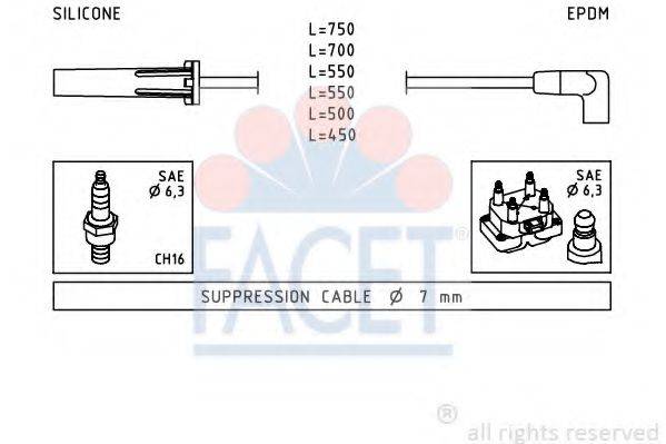 Комплект проводов зажигания FACET 4.9343