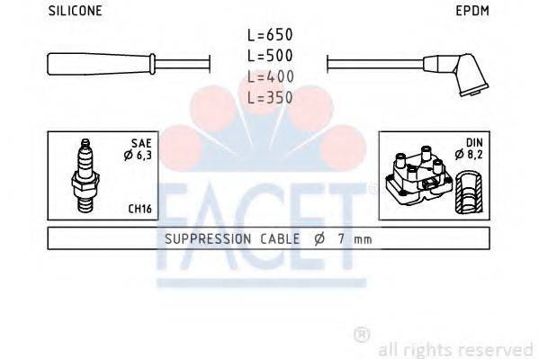 Комплект проводов зажигания FACET 4.9851