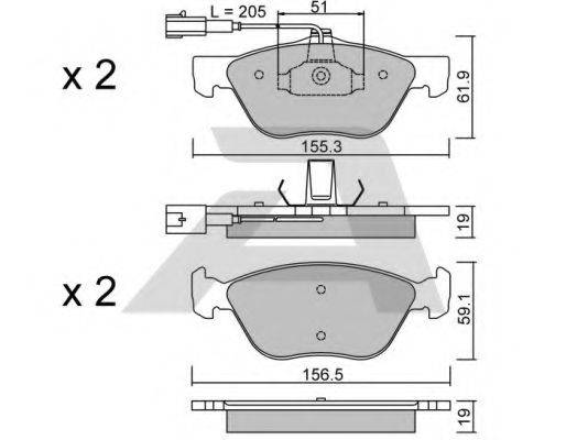 Комплект тормозных колодок, дисковый тормоз AISIN BPFI-1036