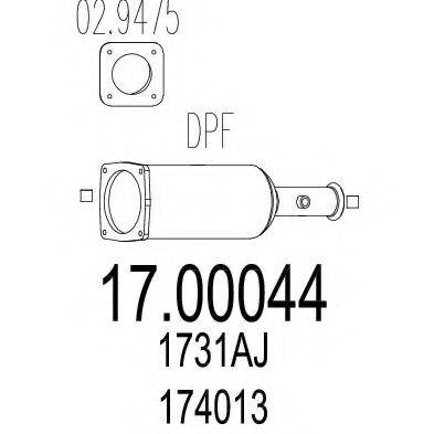 Сажевый / частичный фильтр, система выхлопа ОГ MTS 17.00044