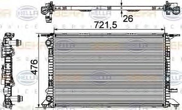 Радиатор, охлаждение двигателя HELLA 8MK 376 745-581