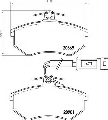 Комплект тормозных колодок, дисковый тормоз HELLA 8DB 355 017-651