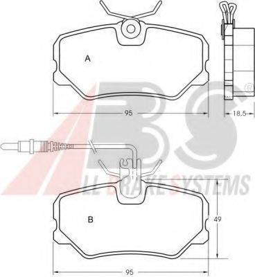 Комплект тормозных колодок, дисковый тормоз A.B.S. 36651