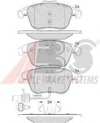 Комплект тормозных колодок, дисковый тормоз A.B.S. 37612 OE
