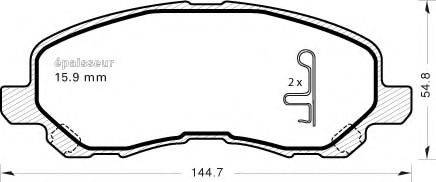 Комплект тормозных колодок, дисковый тормоз MGA 884