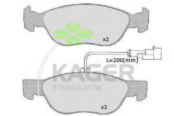 Комплект тормозных колодок, дисковый тормоз KAGER 35-0007