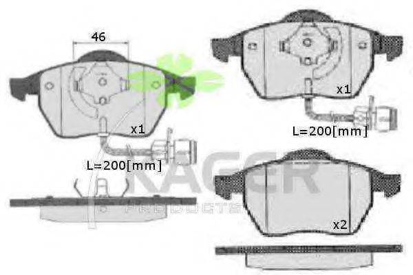 Комплект тормозных колодок, дисковый тормоз KAGER 35-0103