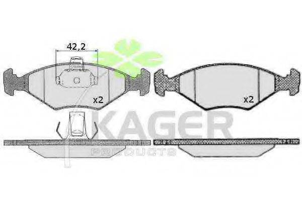 Комплект тормозных колодок, дисковый тормоз KAGER 35-0224