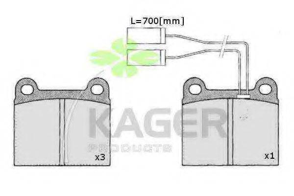 Комплект тормозных колодок, дисковый тормоз KAGER 35-0368