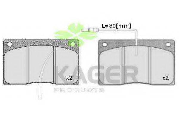 Комплект тормозных колодок, дисковый тормоз KAGER 35-0416