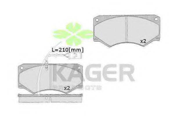 Комплект тормозных колодок, дисковый тормоз KAGER 35-0428