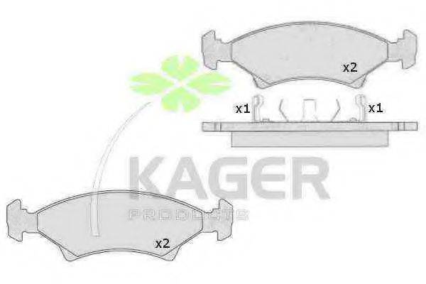 Комплект тормозных колодок, дисковый тормоз KAGER 35-0673