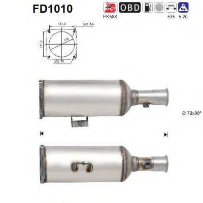 Сажевый / частичный фильтр, система выхлопа ОГ AS FD1010