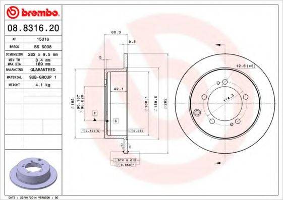 BRECO BS6008 Тормозной диск