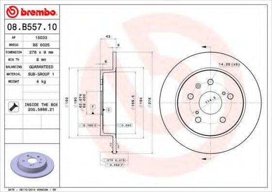 BRECO BS6025 Тормозной диск