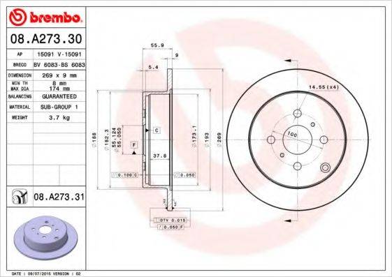 Тормозной диск BRECO BS 6083