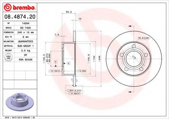 Тормозной диск BRECO BS 7405