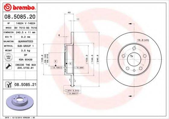 BRECO BS7510 Тормозной диск