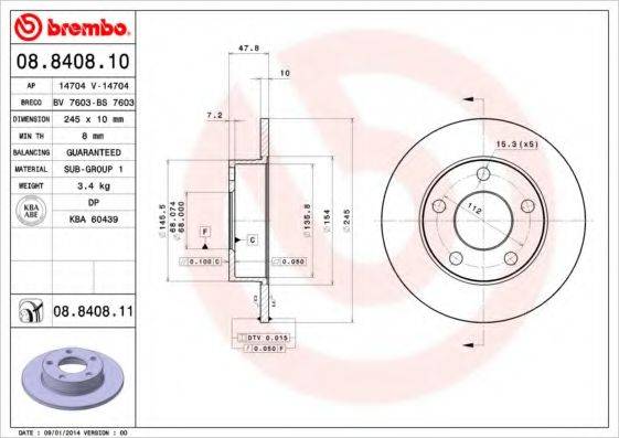 BRECO BS7603 Тормозной диск