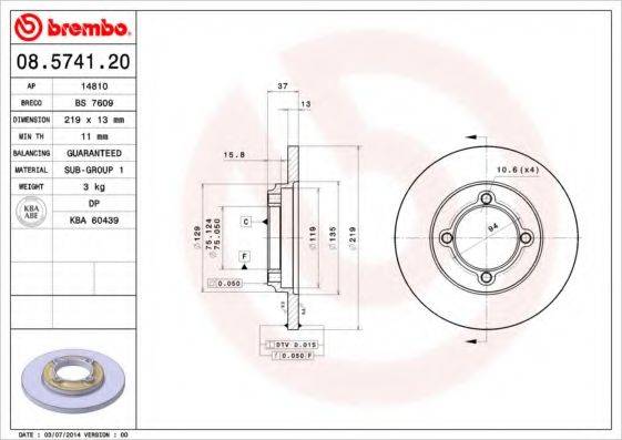 Тормозной диск BRECO BS 7609