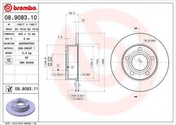 BRECO BS7616 Тормозной диск