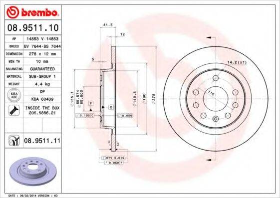BRECO BS7644 Тормозной диск