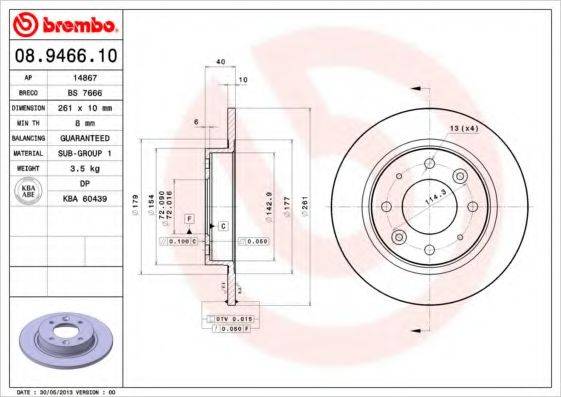 BRECO BS7666 Тормозной диск
