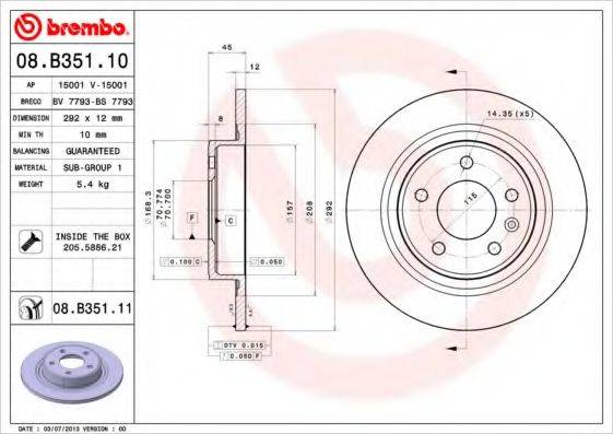 Тормозной диск BRECO BS 7793