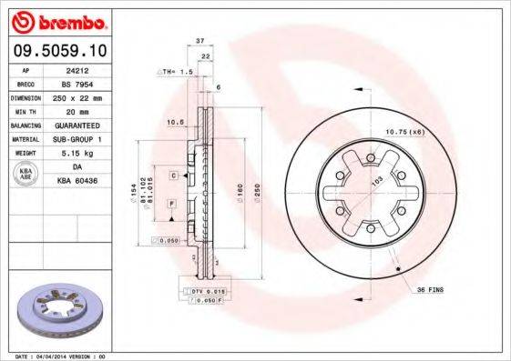 Тормозной диск BRECO BS 7954
