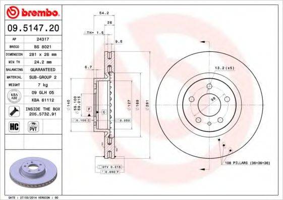 Тормозной диск BRECO BS 8021
