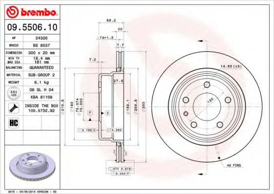 BRECO BS8037 Тормозной диск