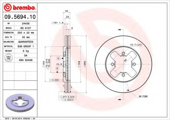 Тормозной диск BRECO BS 8107