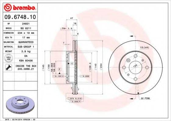 Тормозной диск BRECO BS 8211