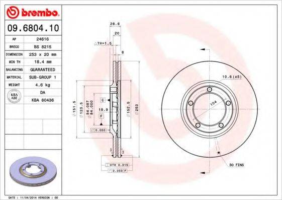 Тормозной диск BRECO BS 8215