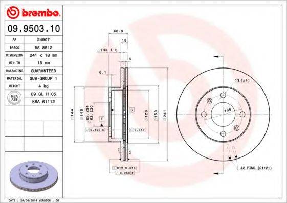 Тормозной диск BRECO BS 8512