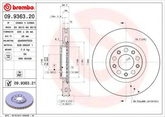 BRECO BS8615 Тормозной диск