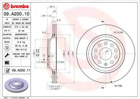 BRECO BS8638 Тормозной диск