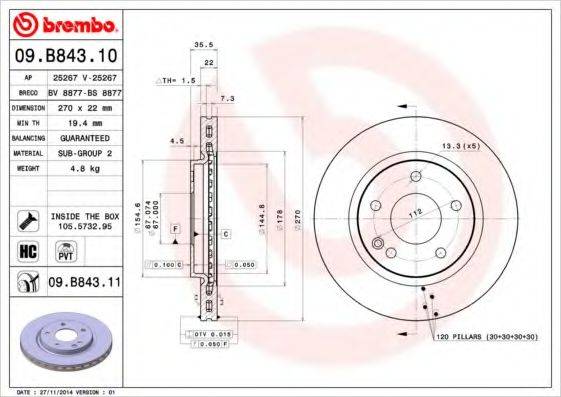Тормозной диск BRECO BS 8877