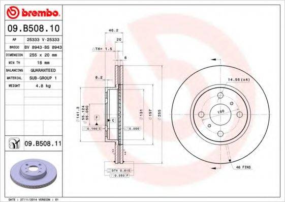 BRECO BS8943 Тормозной диск
