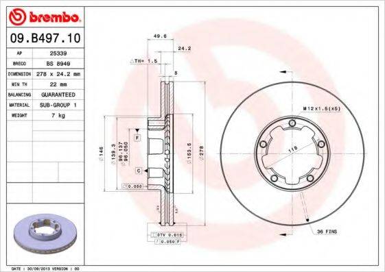 Тормозной диск BRECO BS 8949